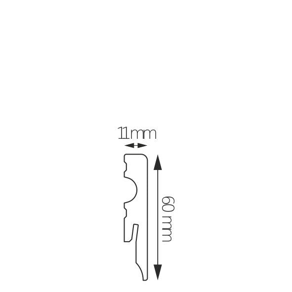 MDF-Sockelleiste Luzern – 6 × 1,1 cm, 220 cm