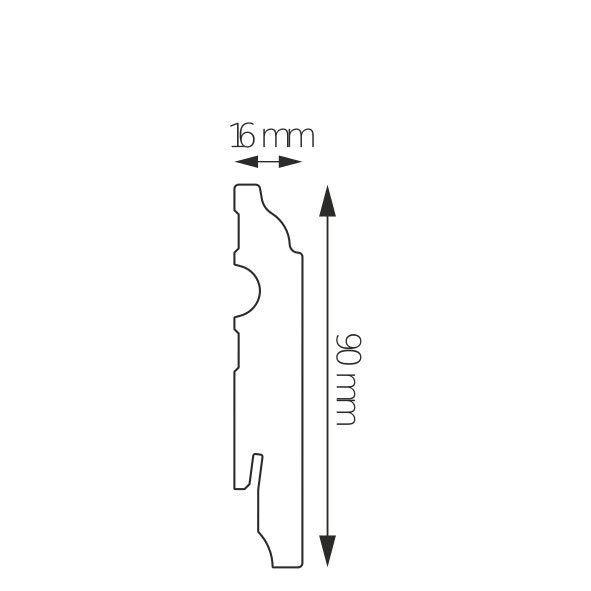 MDF-Sockelleiste Bellinzona – 9 × 1,6 cm, 220 cm