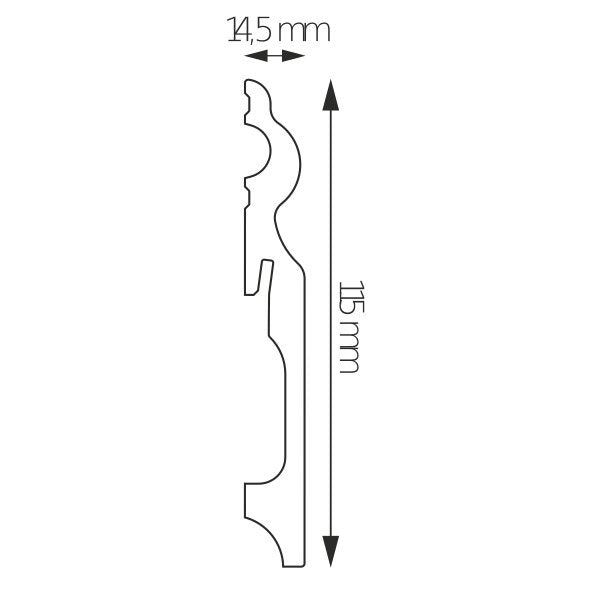 MDF-Sockelleiste Vevey – 11,5 × 1,45 cm, 220 cm