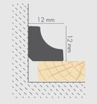 MDF-Viertelstab Sion konkav – 1,2 × 1,2 cm, 220 cm