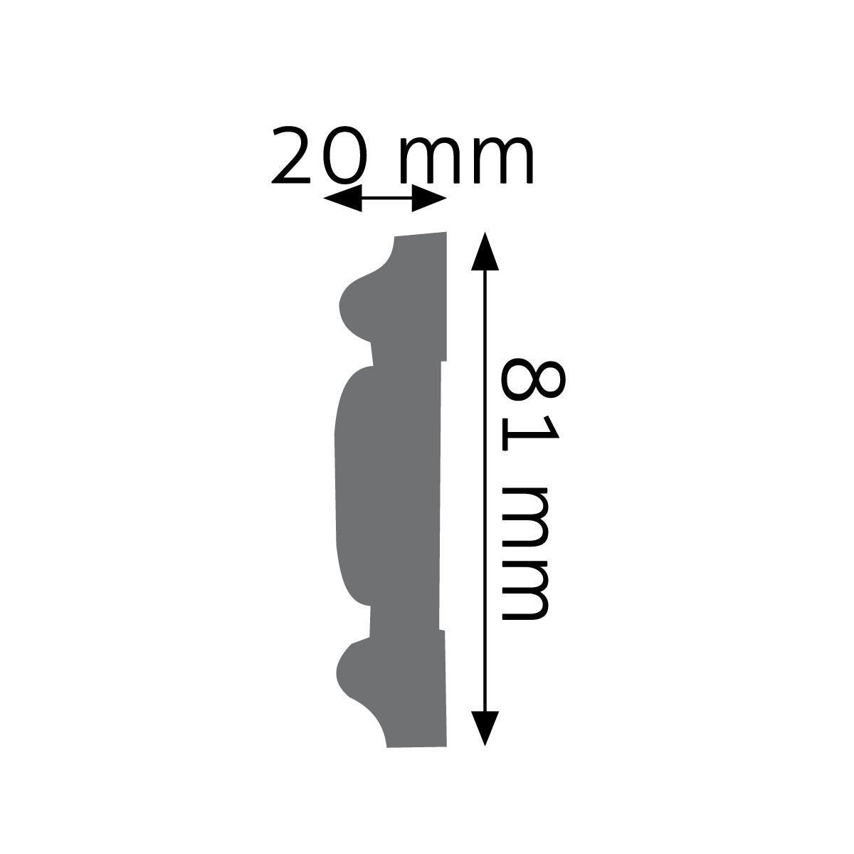 Wandleiste Chioggia verziert – 8,1 × 2 cm