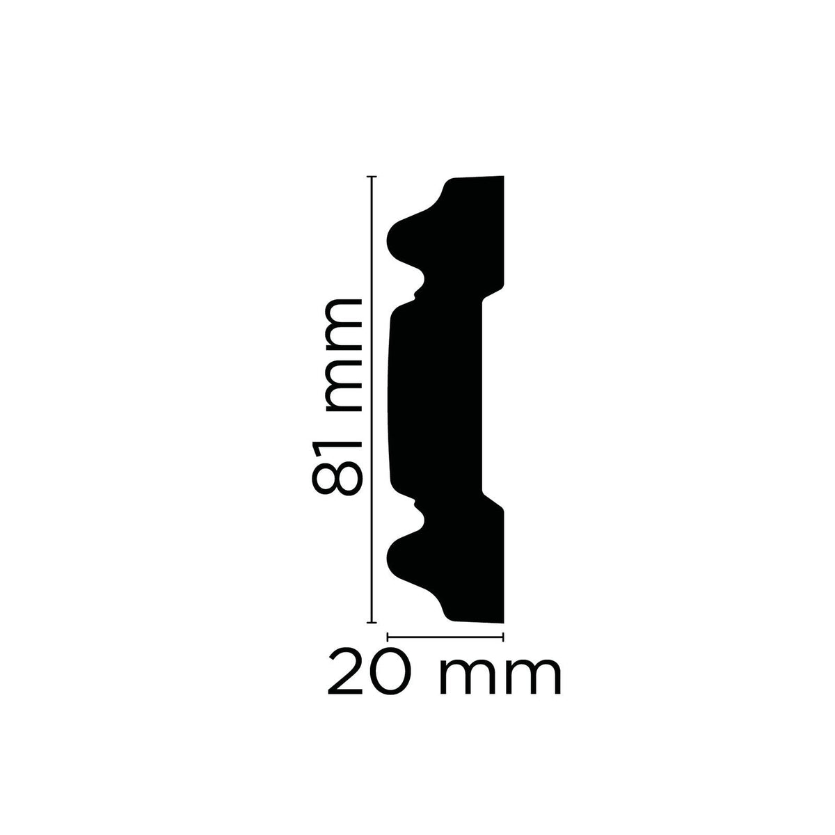 Wandleiste Chioggia verziert – 8,1 × 2 cm