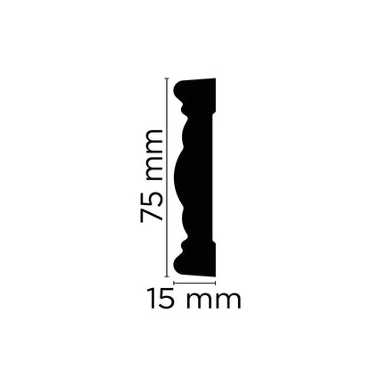 Wandleiste Crema verziert – 7,5 × 1,5 cm
