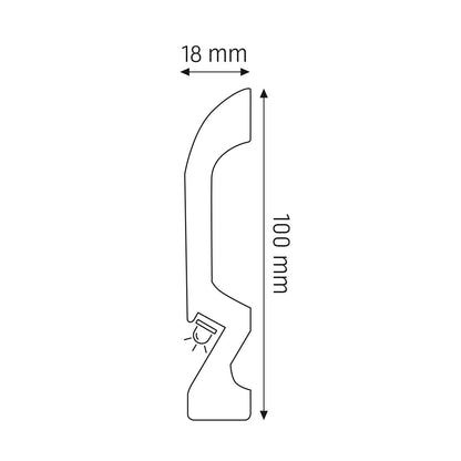 LED-Sockelleiste León – 10 × 1,8 cm, 244 cm