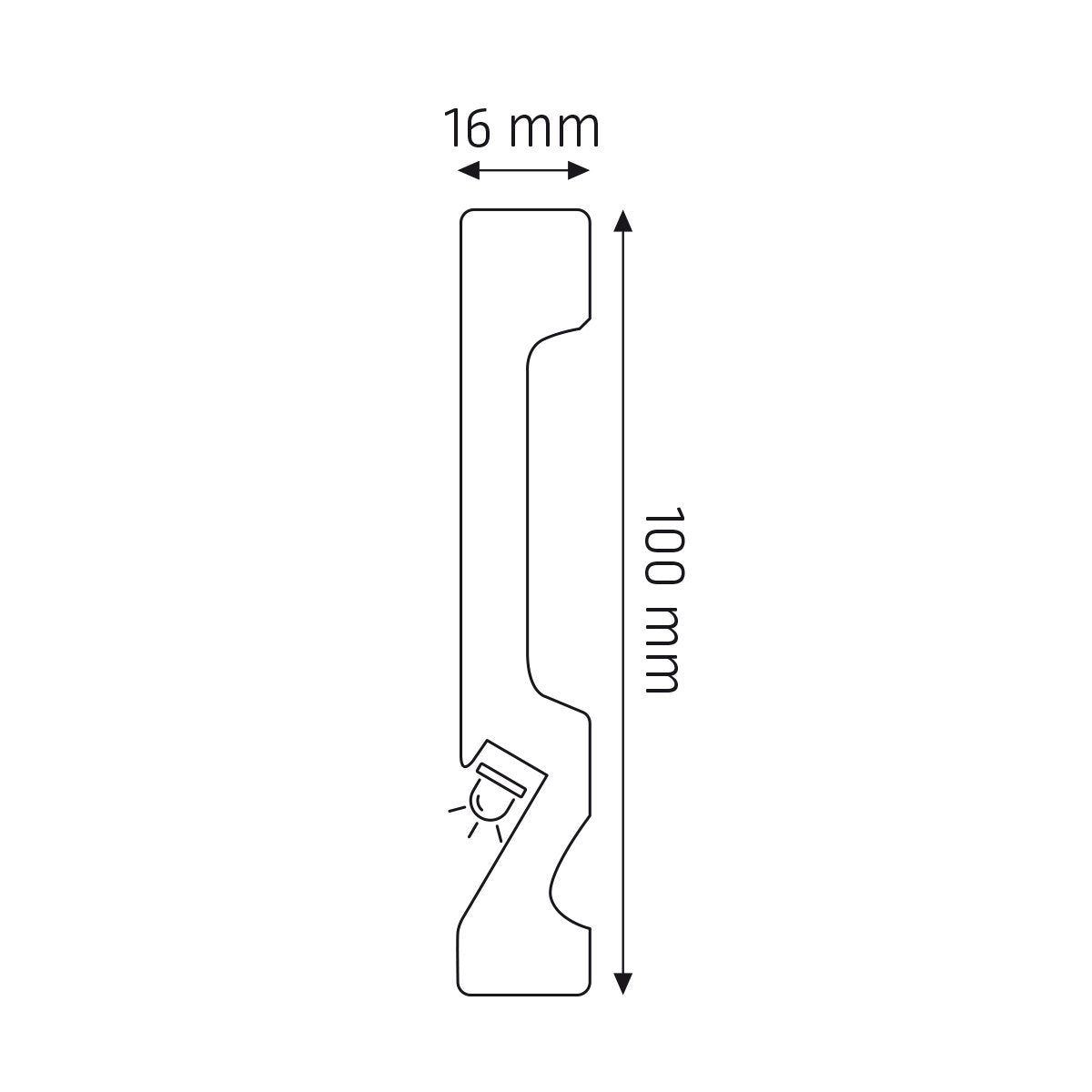 LED-Sockelleiste Vigo – 10 × 1,6 cm, 244 cm
